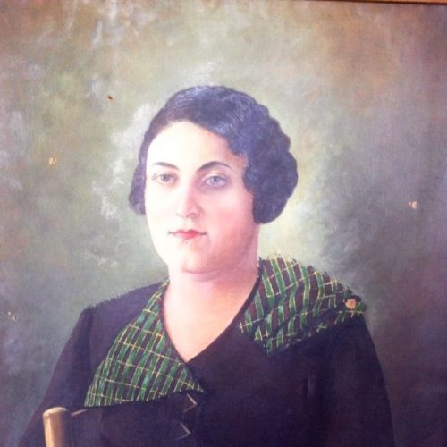Toufic Tarek - Portrait de Mme. Lilly Moukarzel - Sfeir - Huile sur toile - 55x65cm
